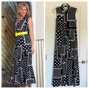 Joseph Ribkoff Black White Polka Dot Shirt Maxi Dress 29579